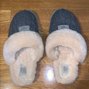 UGG Grey Cable Knit Slippers